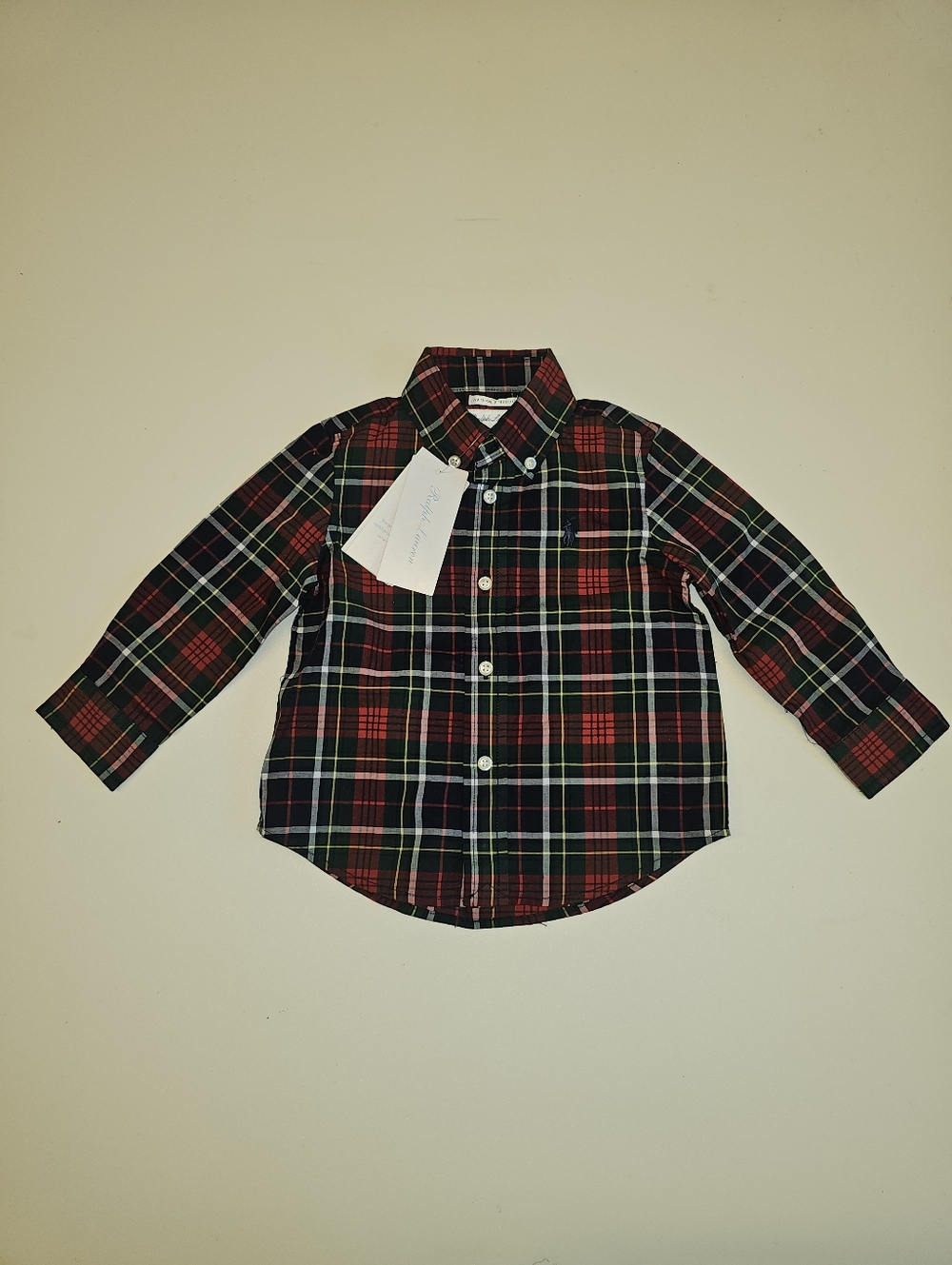 NWT | 12M | Ralph Lauren | Holiday Green Red Plaid Button Down Shirt